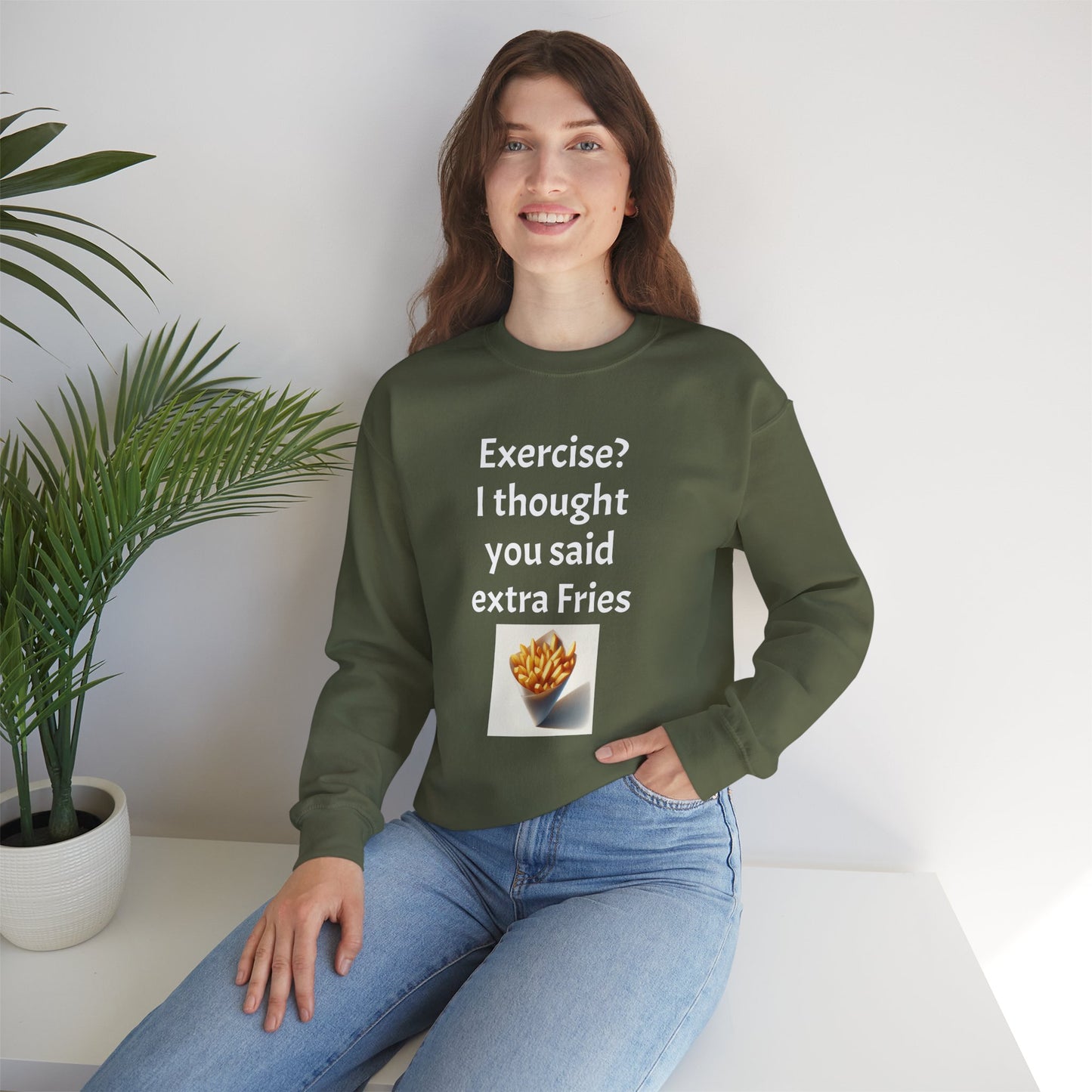 I thought you said extra Fries, Unisex Heavy Blend™ Crewneck Sweatshirt