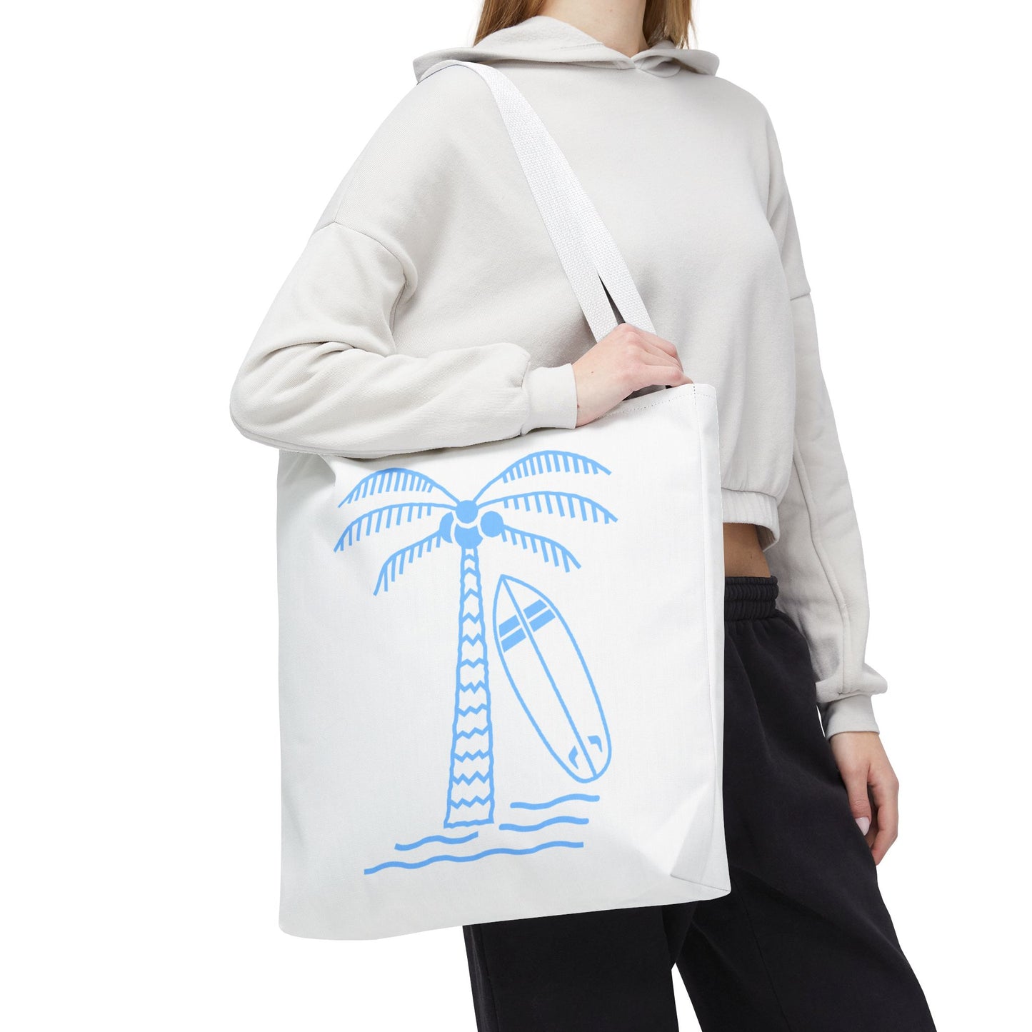 Palm Tree, Surf Board, Tote Bag