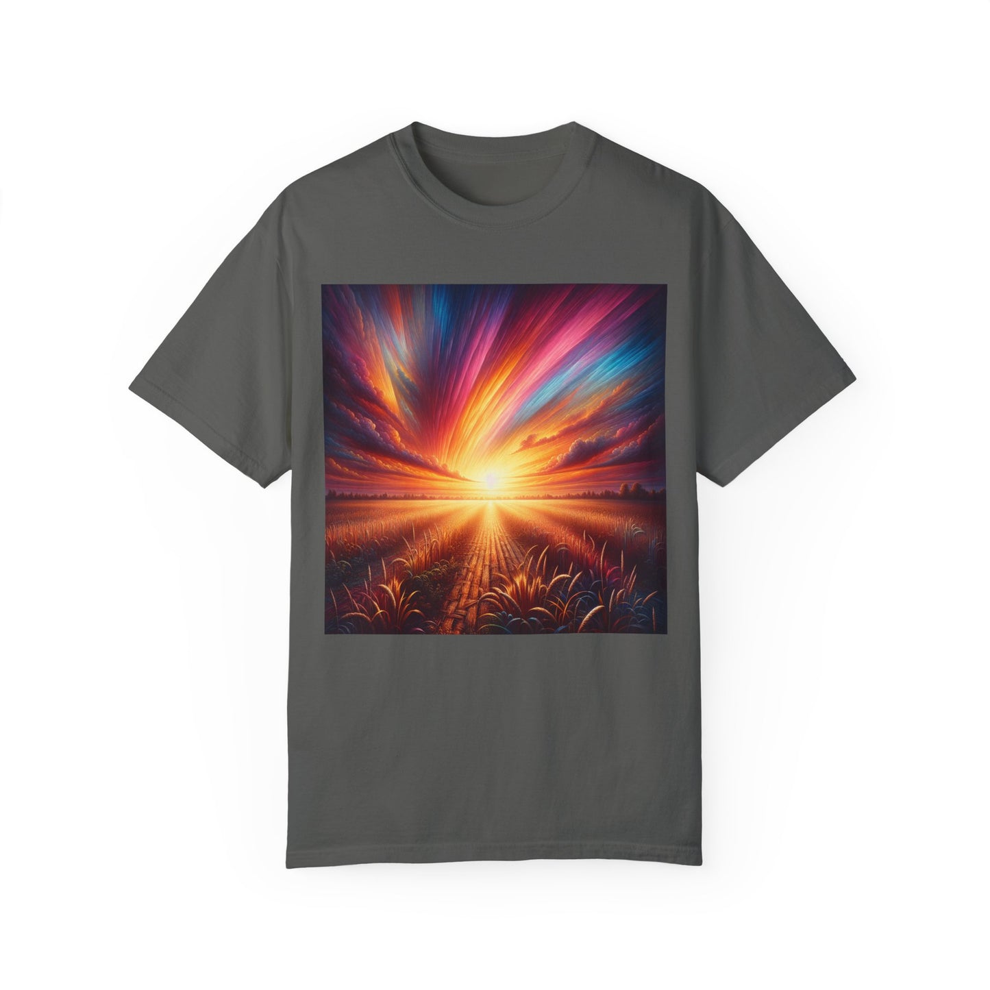 Sunset in the Field, Unisex Garment-Dyed T-shirt