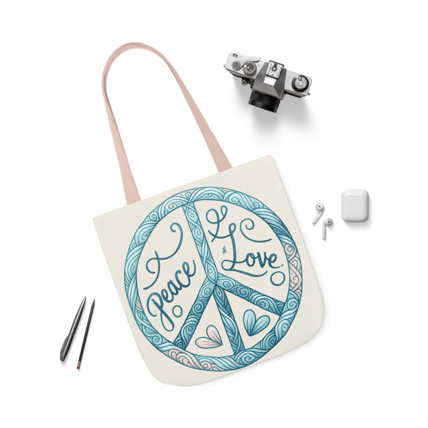 Peace & Love, Canvas Tote Bag.