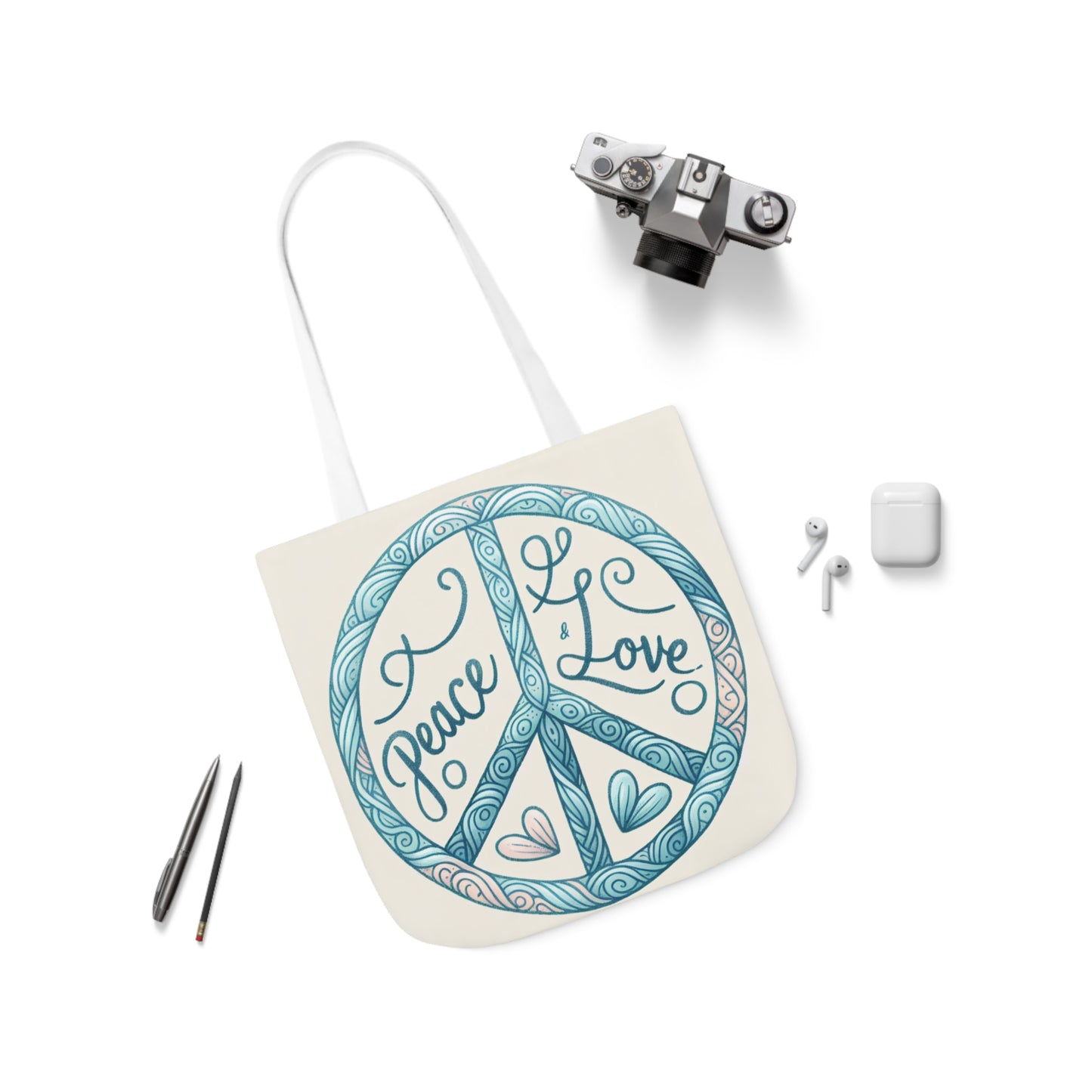 Peace & Love, Canvas Tote Bag.