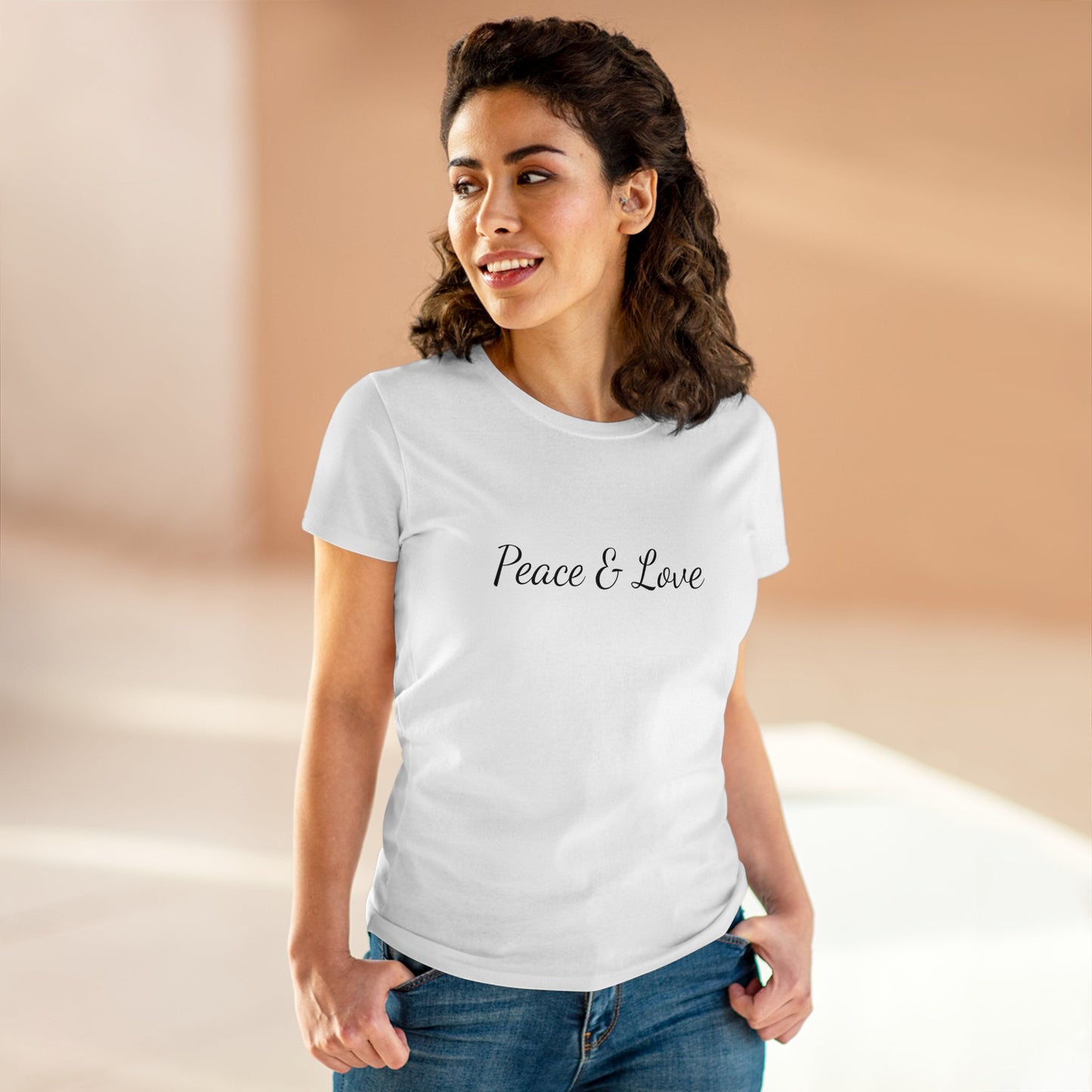 Peace & Love ,Women's Cotton Tee