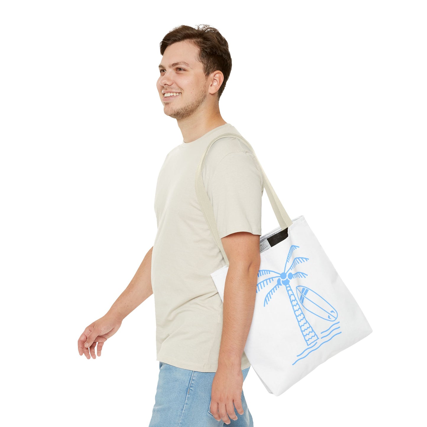 Palm Tree, Surf Board, Tote Bag