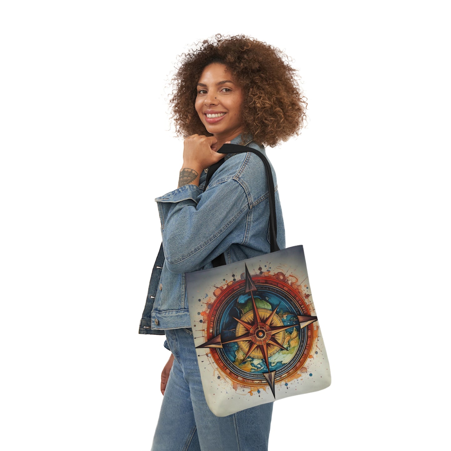 World Compass, Canvas Tote Bag.