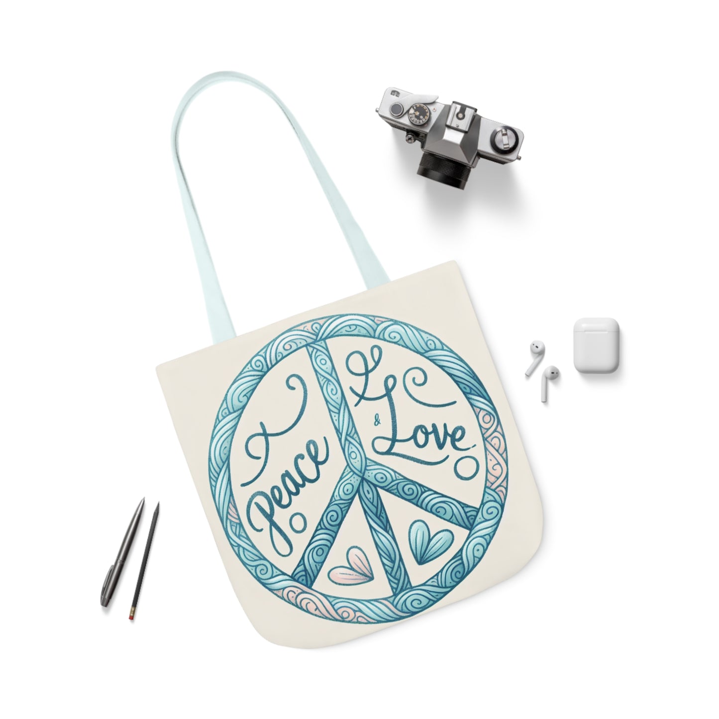 Peace & Love, Canvas Tote Bag.