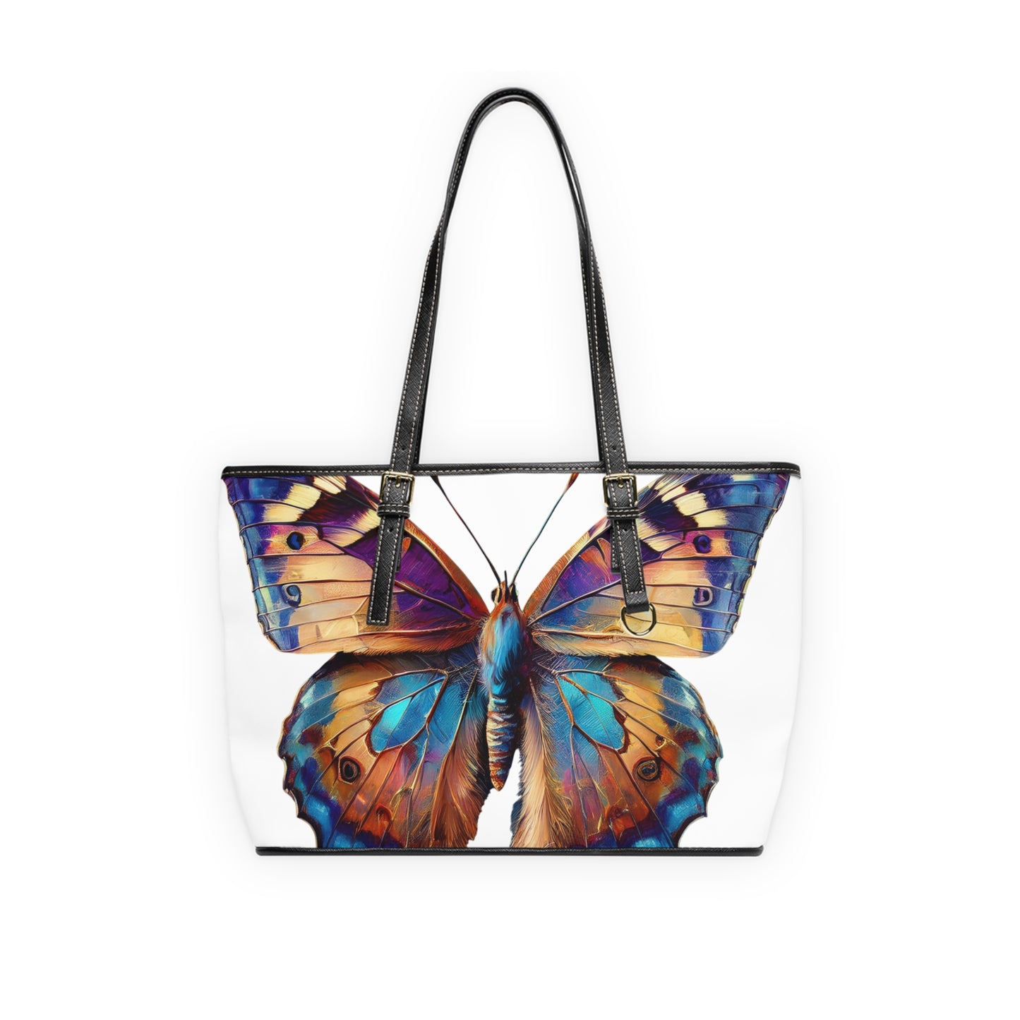 Colorful Butterfly PU Leather Shoulder Tote Bag