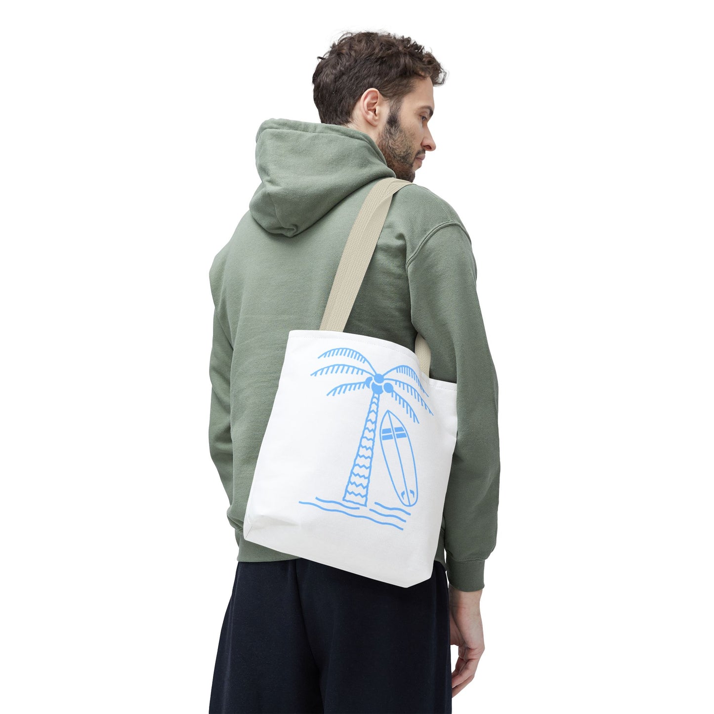 Palm Tree, Surf Board, Tote Bag