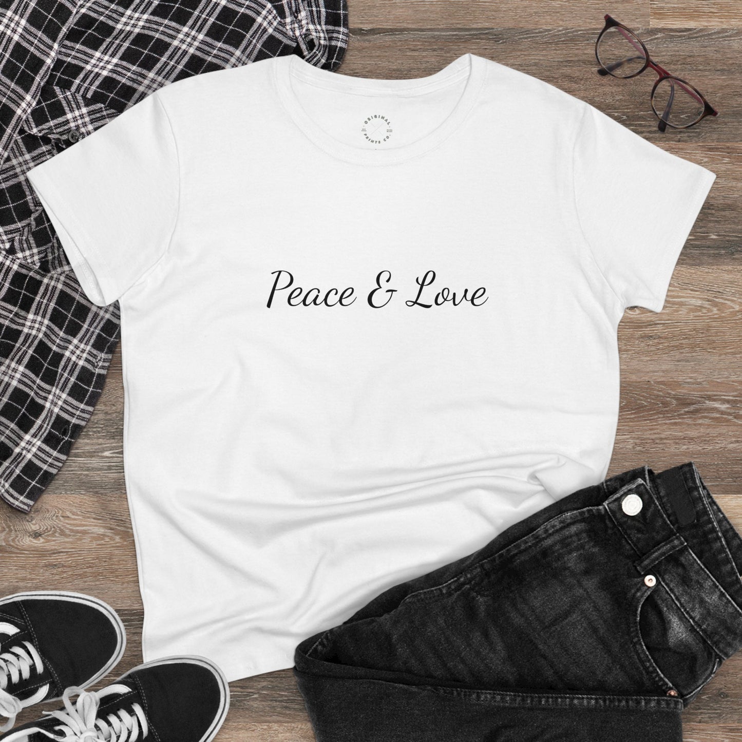 Peace & Love ,Women's Cotton Tee