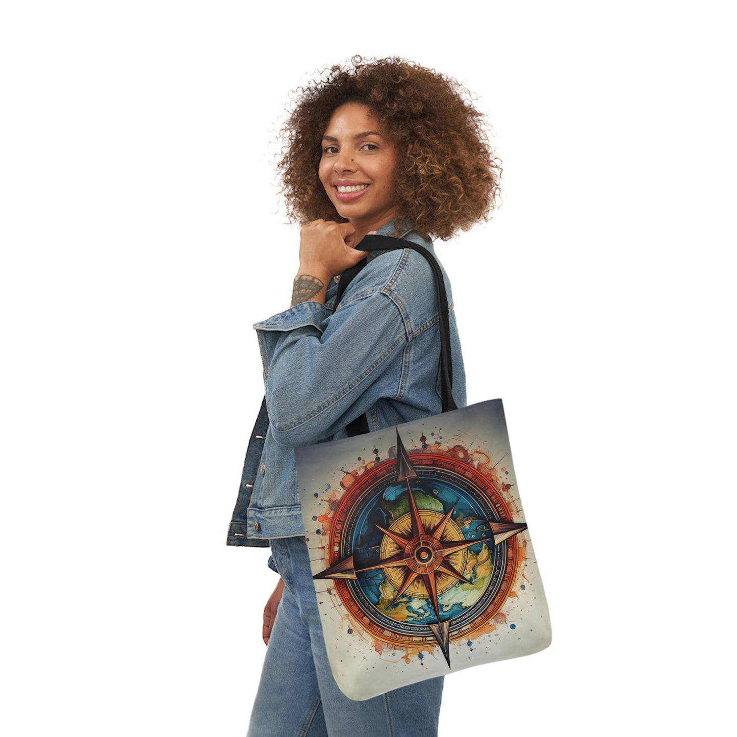 World Compass, Canvas Tote Bag.