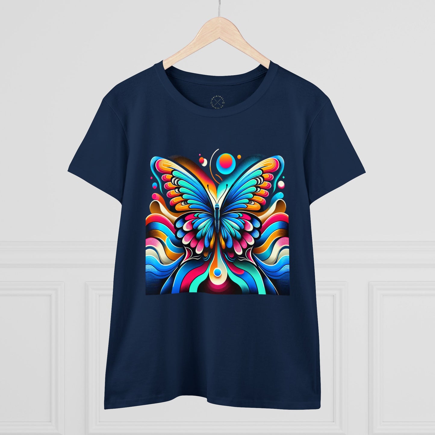 Retro Butterfly, Women's Cotton Tee