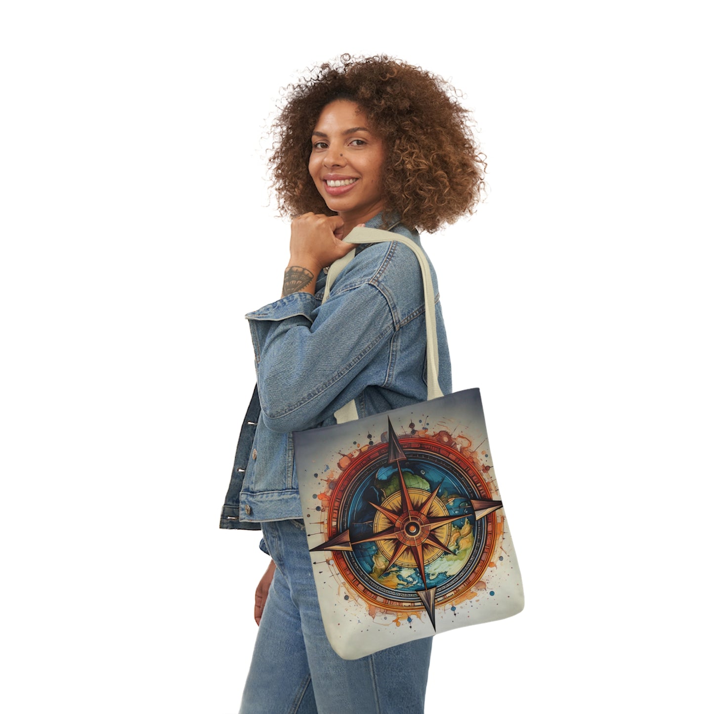 World Compass, Canvas Tote Bag.