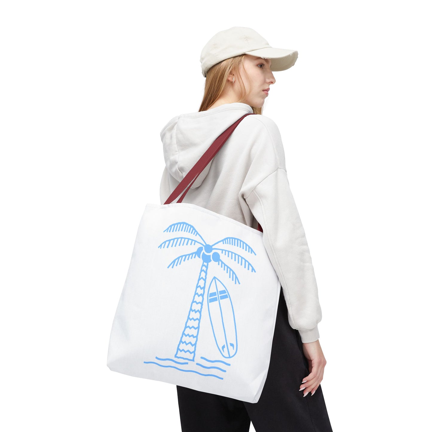 Palm Tree, Surf Board, Tote Bag