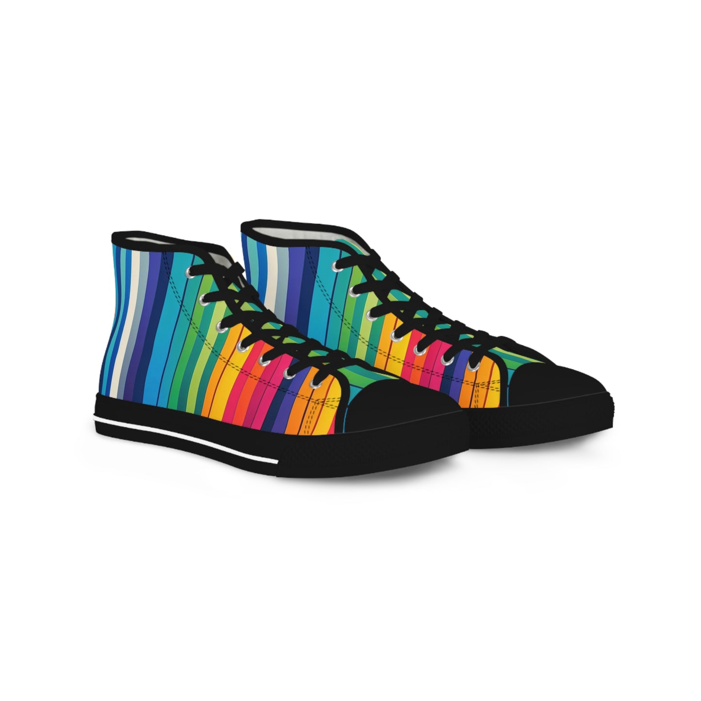 Vibrant Striped Mens High Top Sneakers