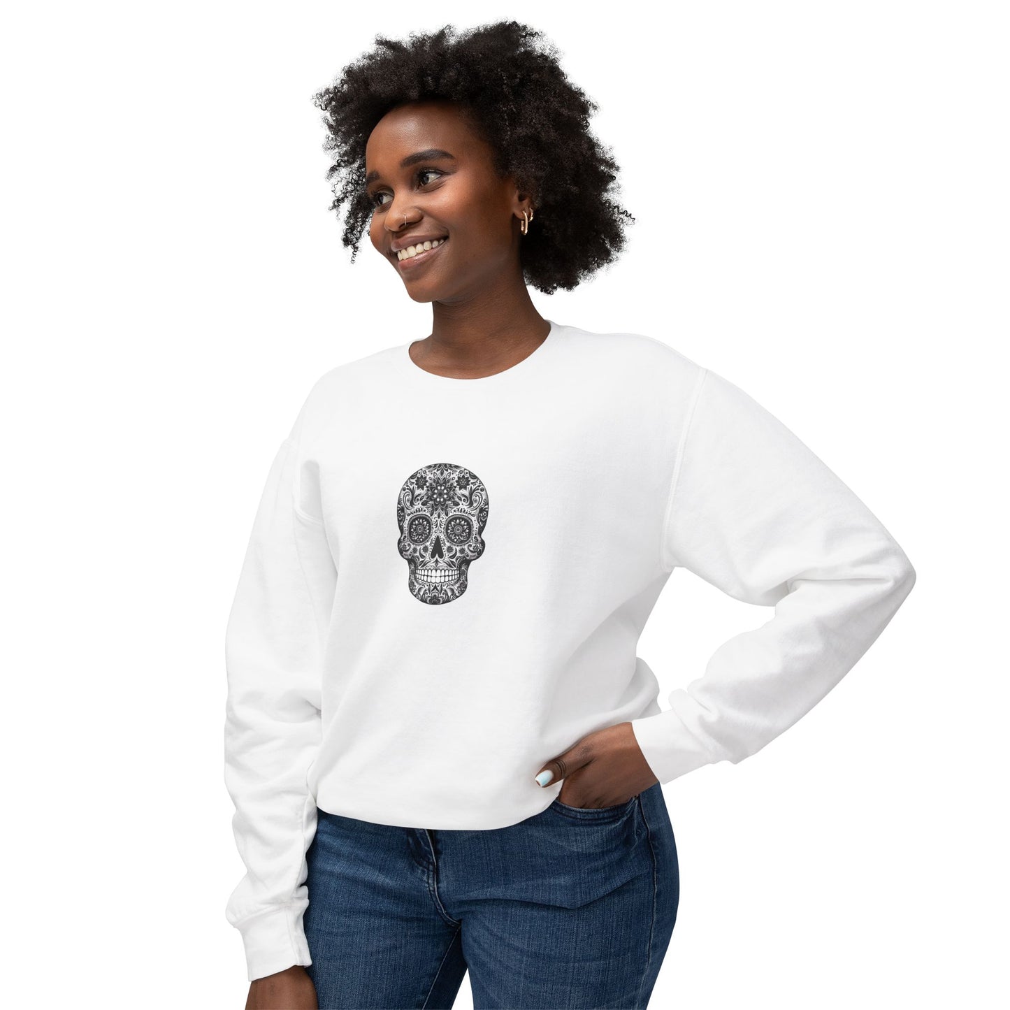 Skull Sweatshirt - Unisex Lightweight Crewneck