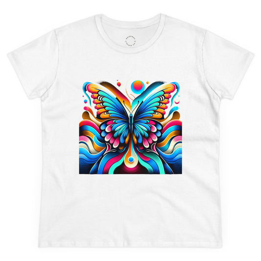 Retro Butterfly, Women's Cotton Tee