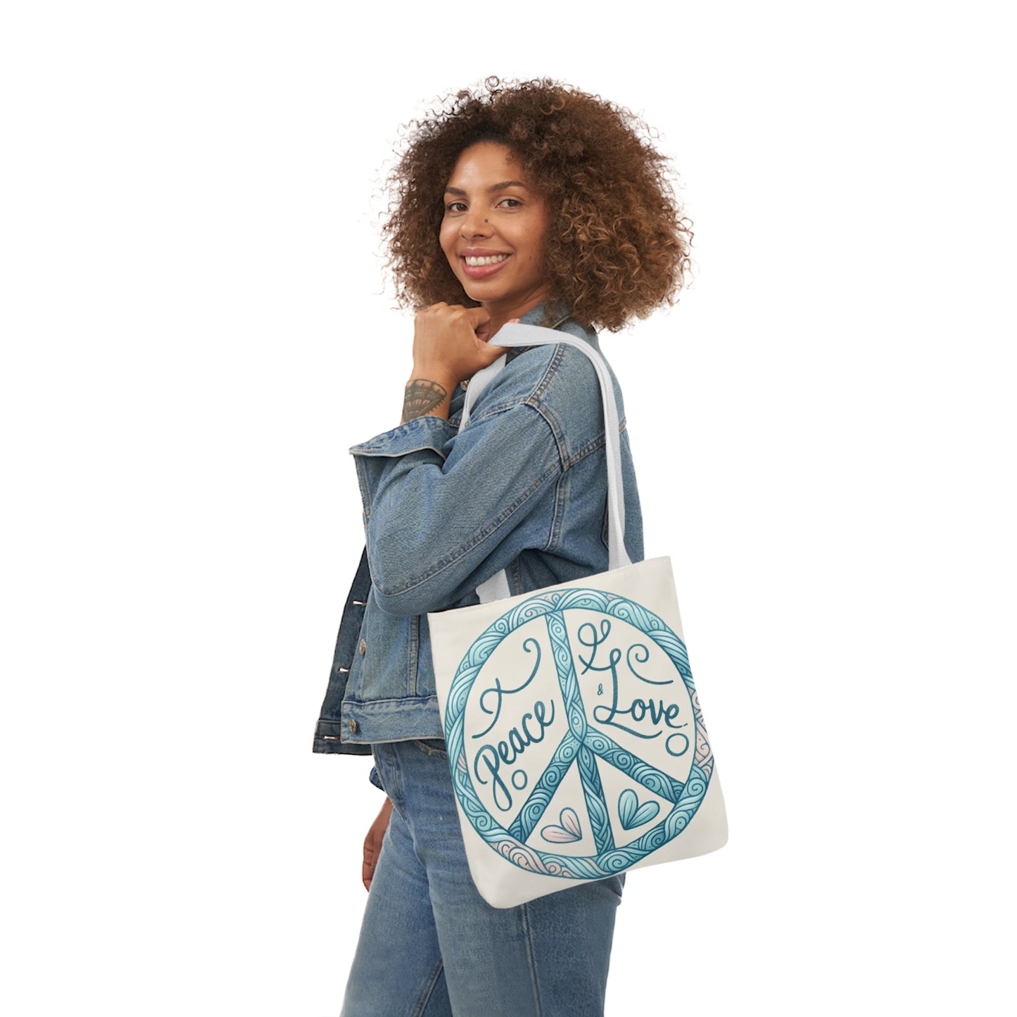 Peace & Love, Canvas Tote Bag.