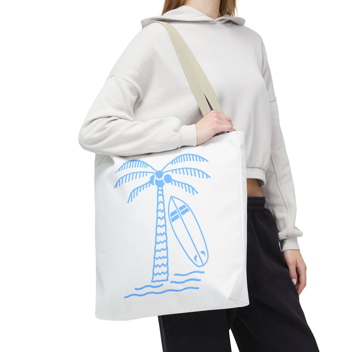 Palm Tree, Surf Board, Tote Bag