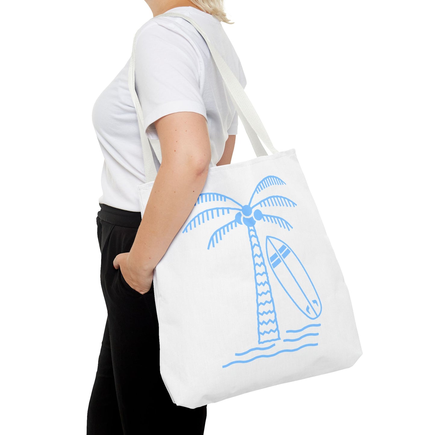 Palm Tree, Surf Board, Tote Bag