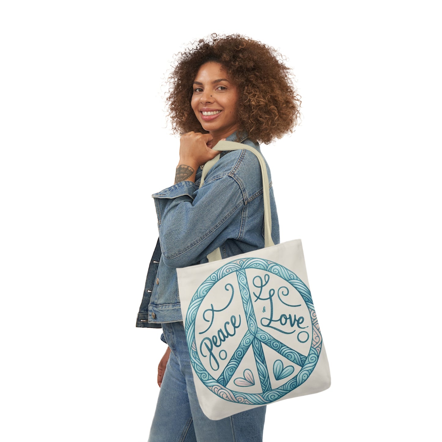 Peace & Love, Canvas Tote Bag.