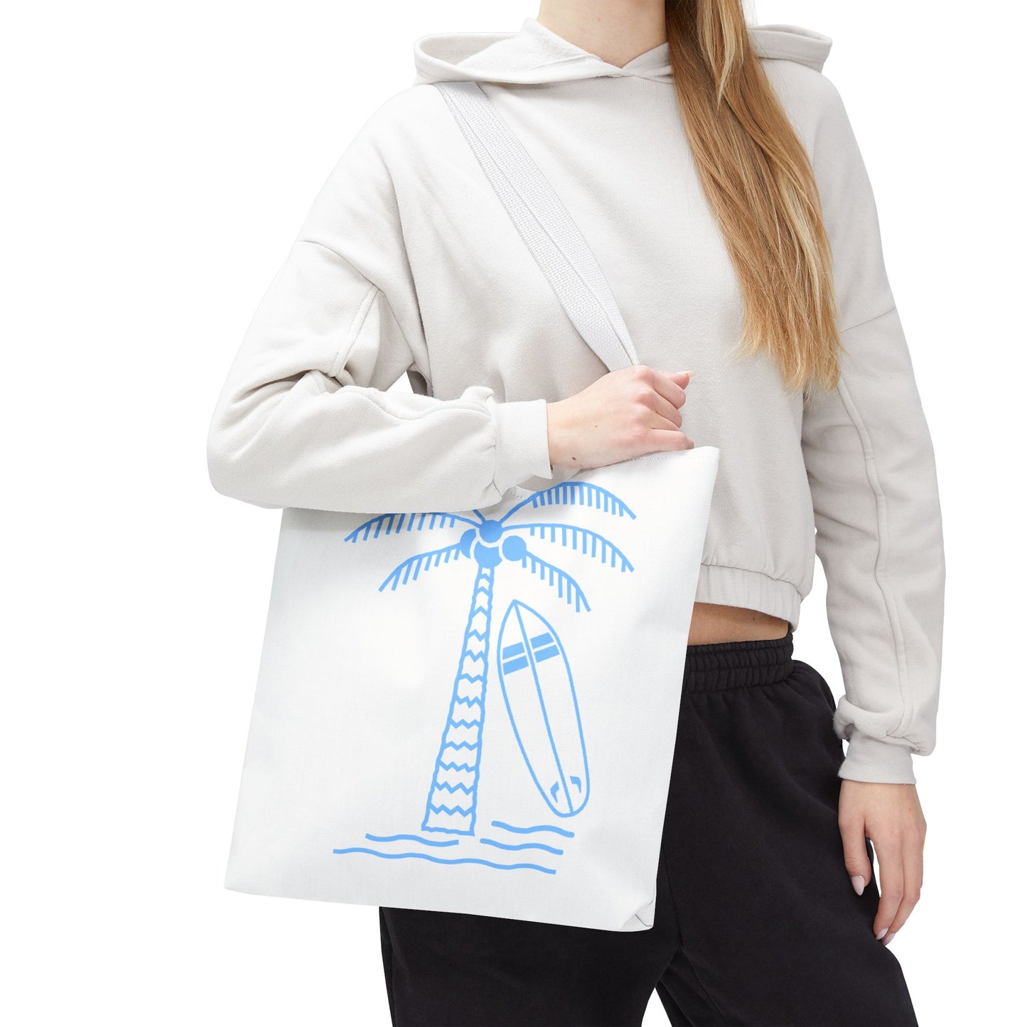 Palm Tree, Surf Board, Tote Bag