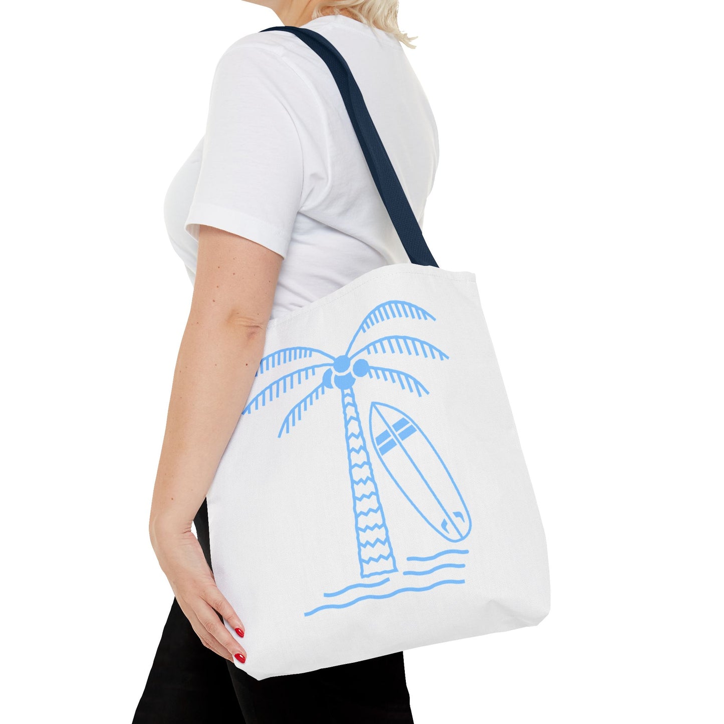 Palm Tree, Surf Board, Tote Bag