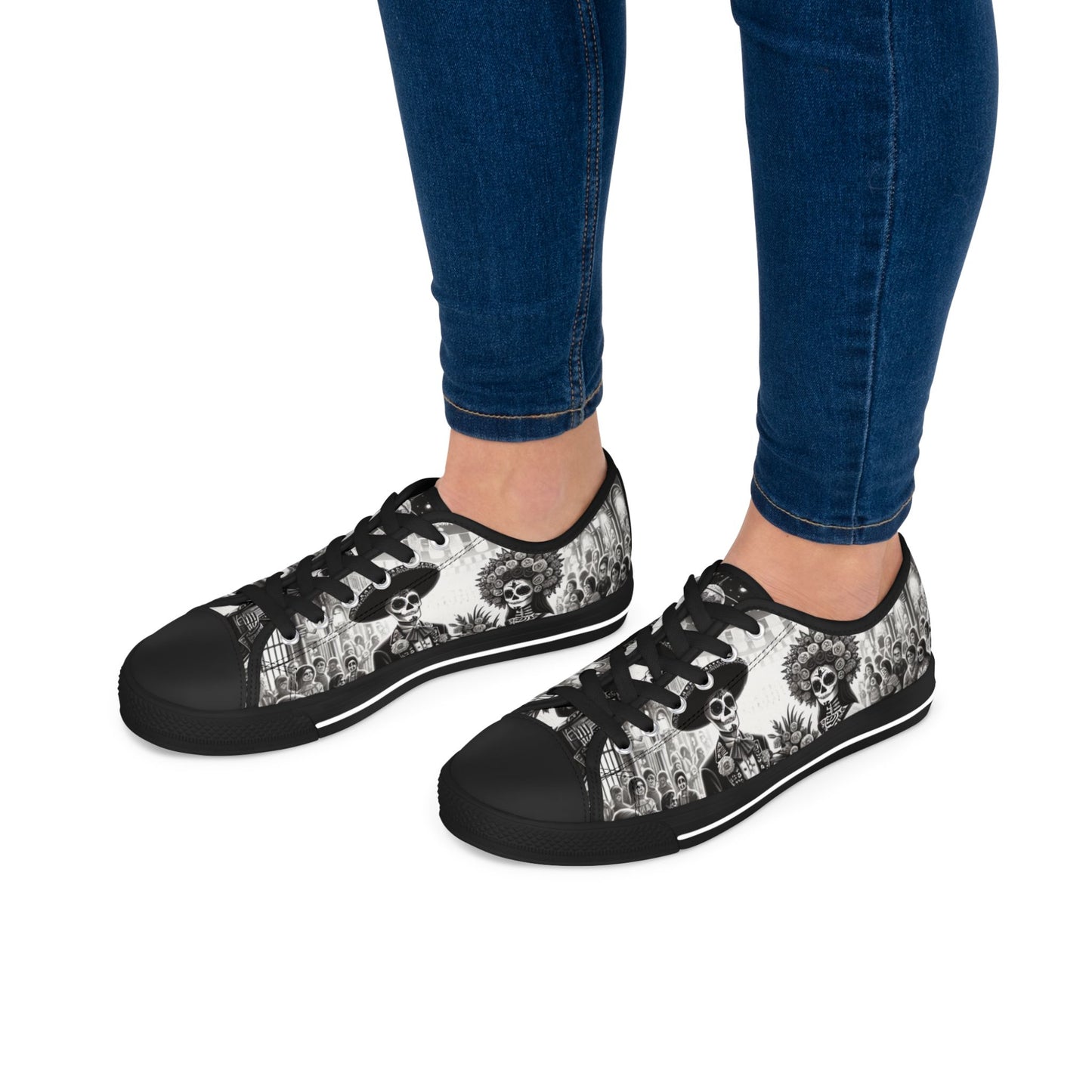 Day of the Dead Inspired Women's Low Top Sneakers