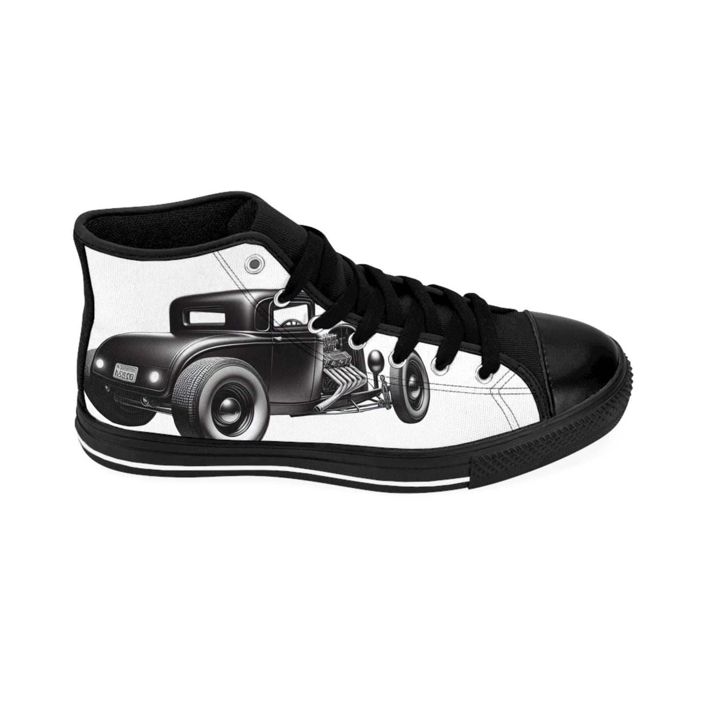 Retro Hot Rod Graphic High-Top Sneakers for Men