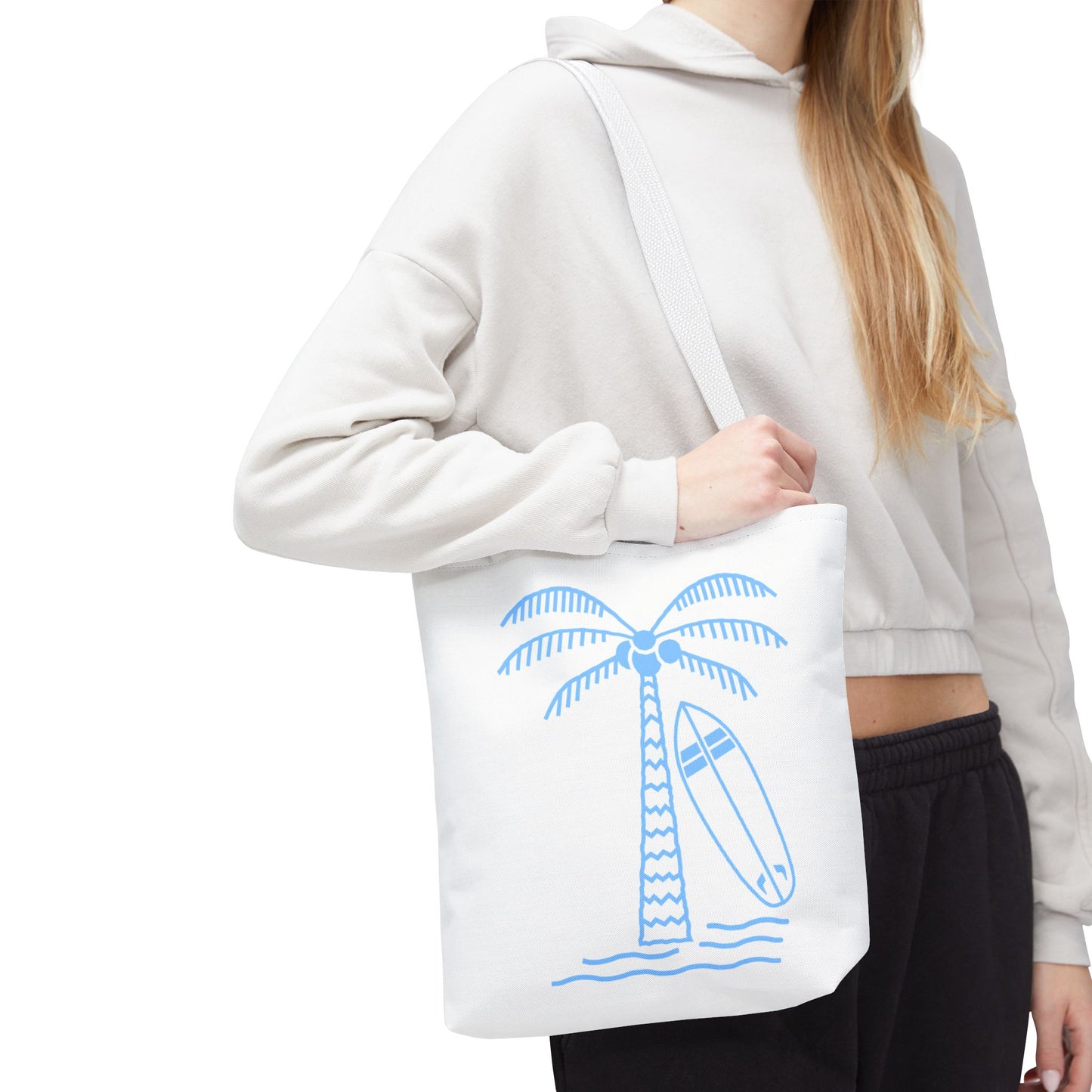 Palm Tree, Surf Board, Tote Bag