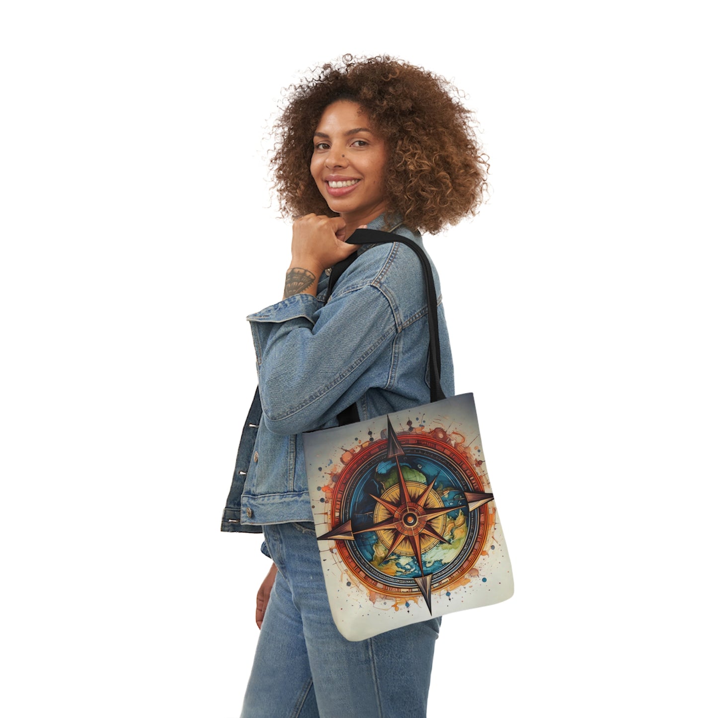 World Compass, Canvas Tote Bag.