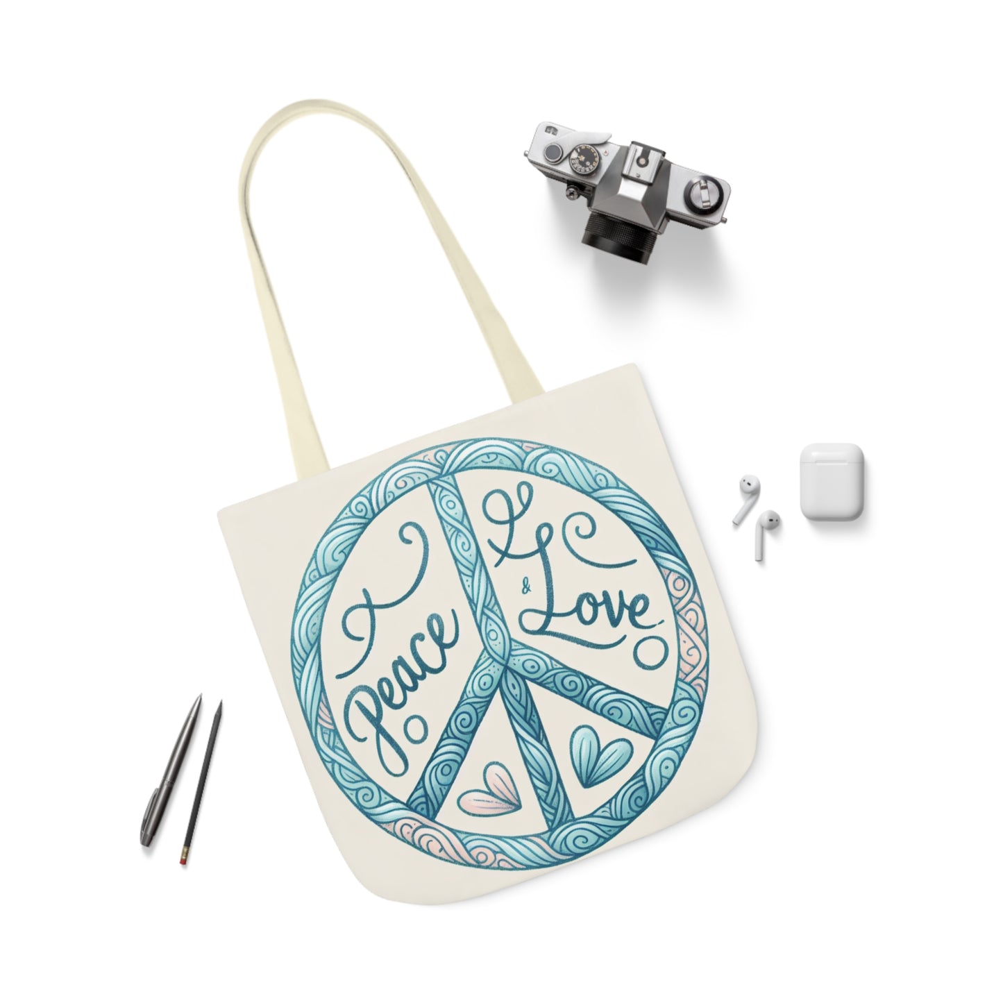 Peace & Love, Canvas Tote Bag.