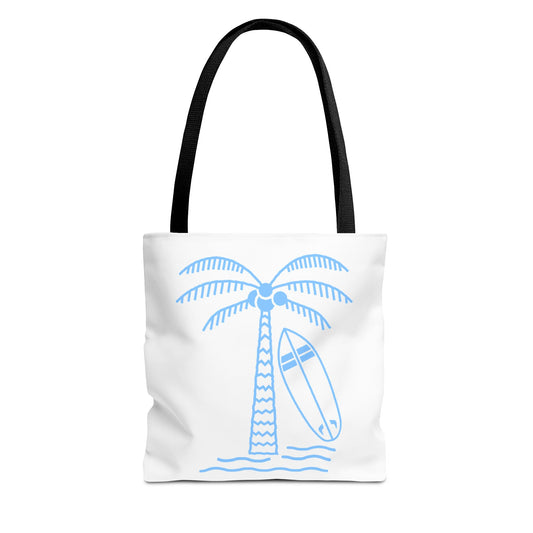 Palm Tree, Surf Board, Tote Bag