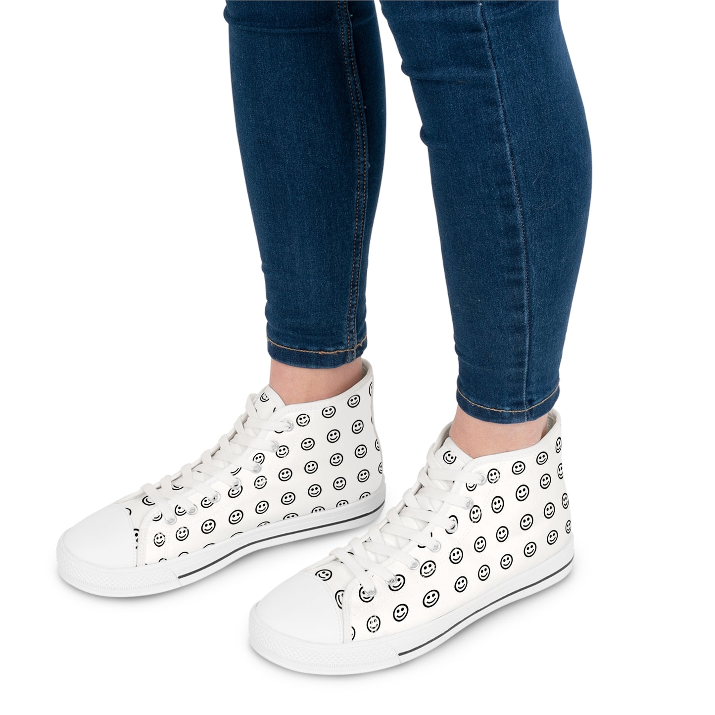 Smiley Print High Top Sneakers for Trendy Women