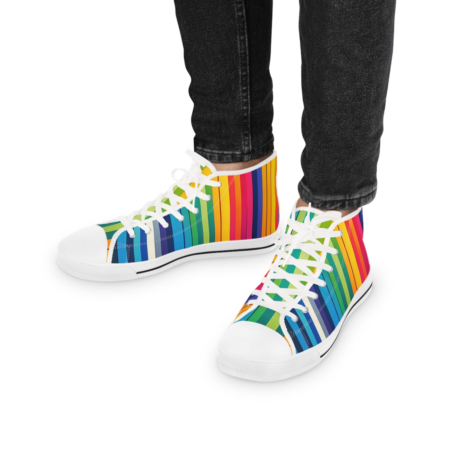 Vibrant Striped Mens High Top Sneakers