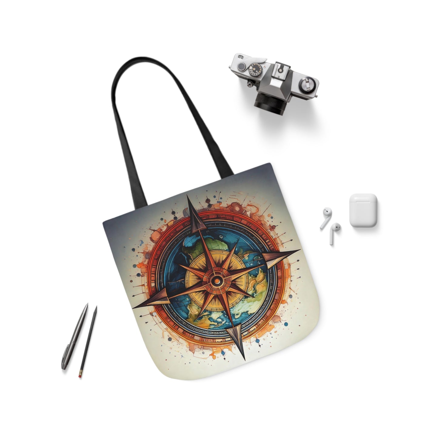 World Compass, Canvas Tote Bag.