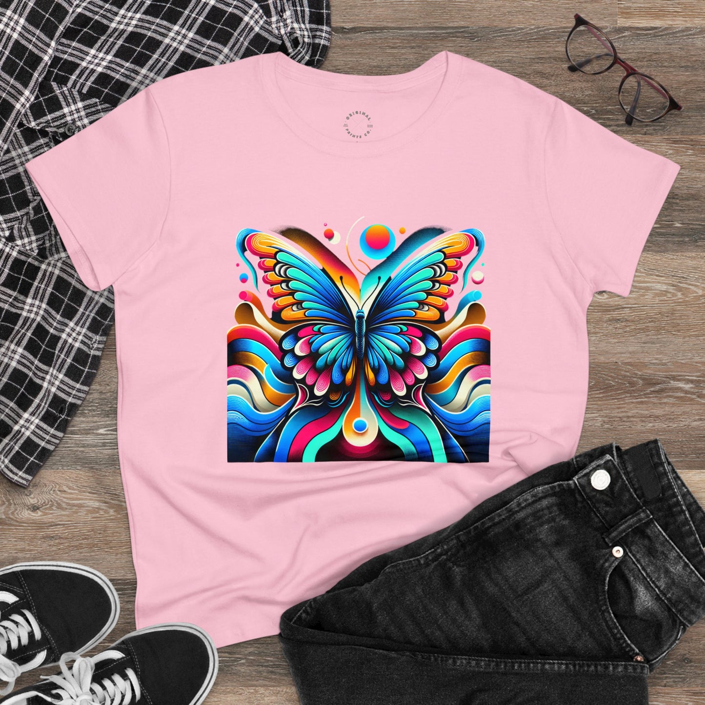 Retro Butterfly, Women's Cotton Tee