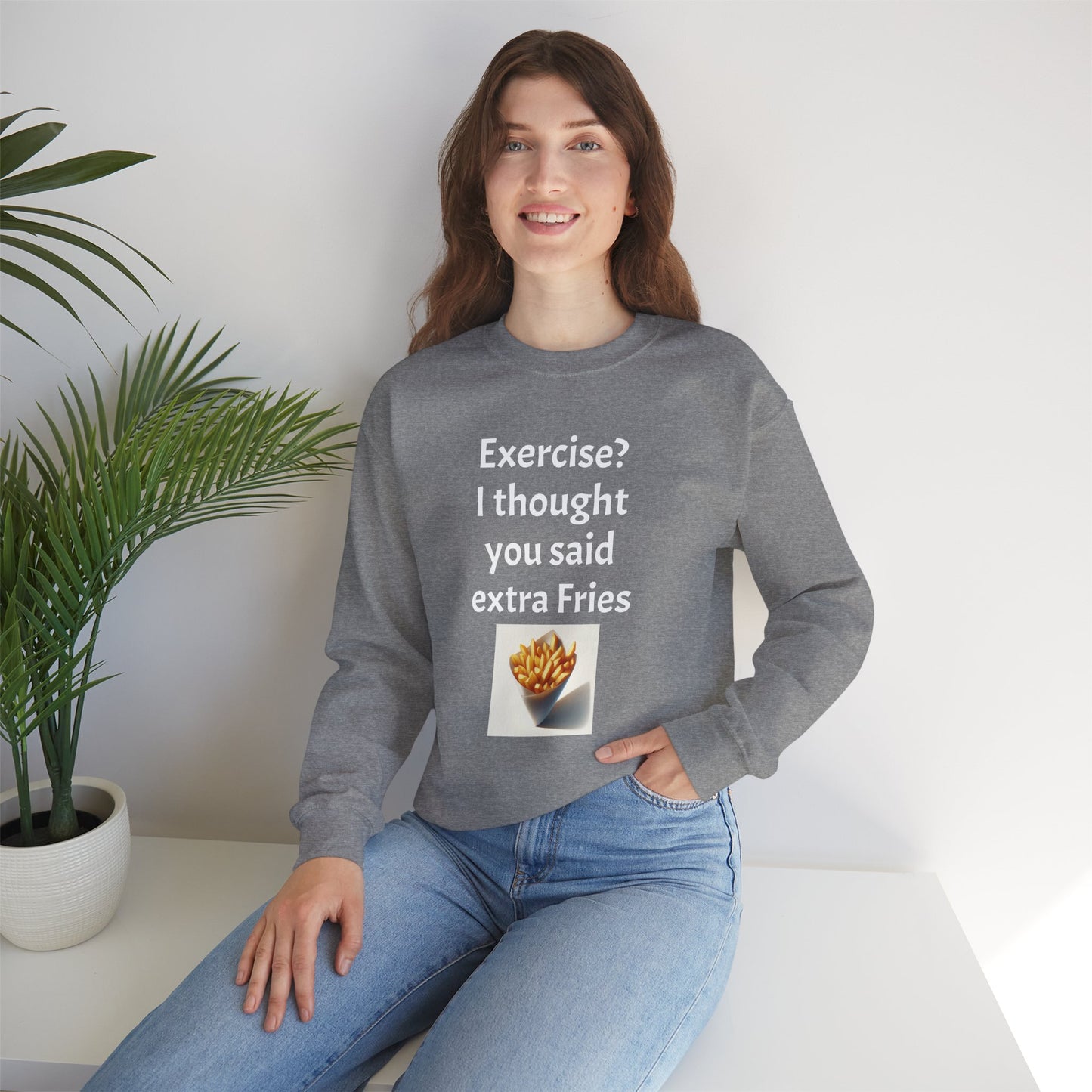 I thought you said extra Fries, Unisex Heavy Blend™ Crewneck Sweatshirt