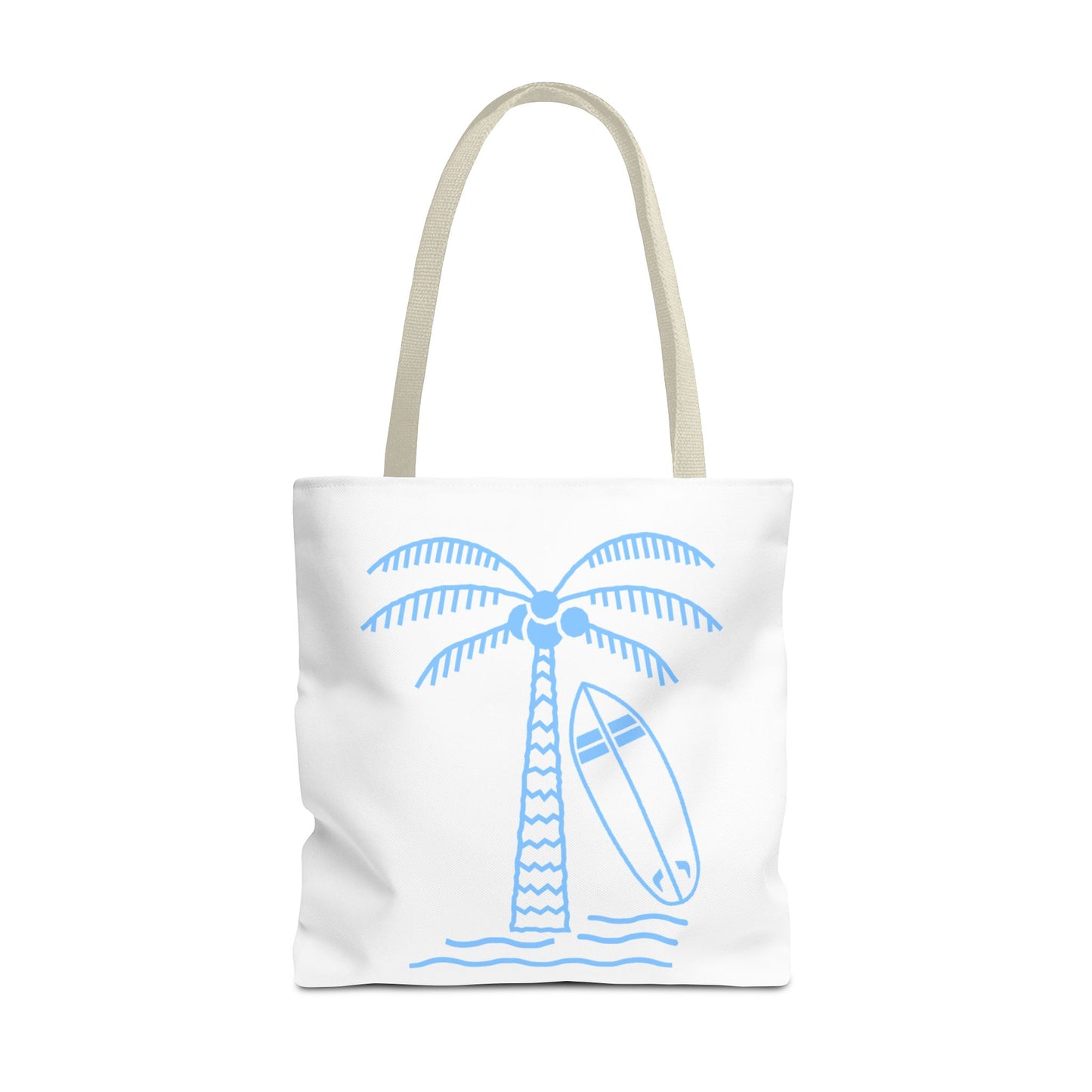 Palm Tree, Surf Board, Tote Bag