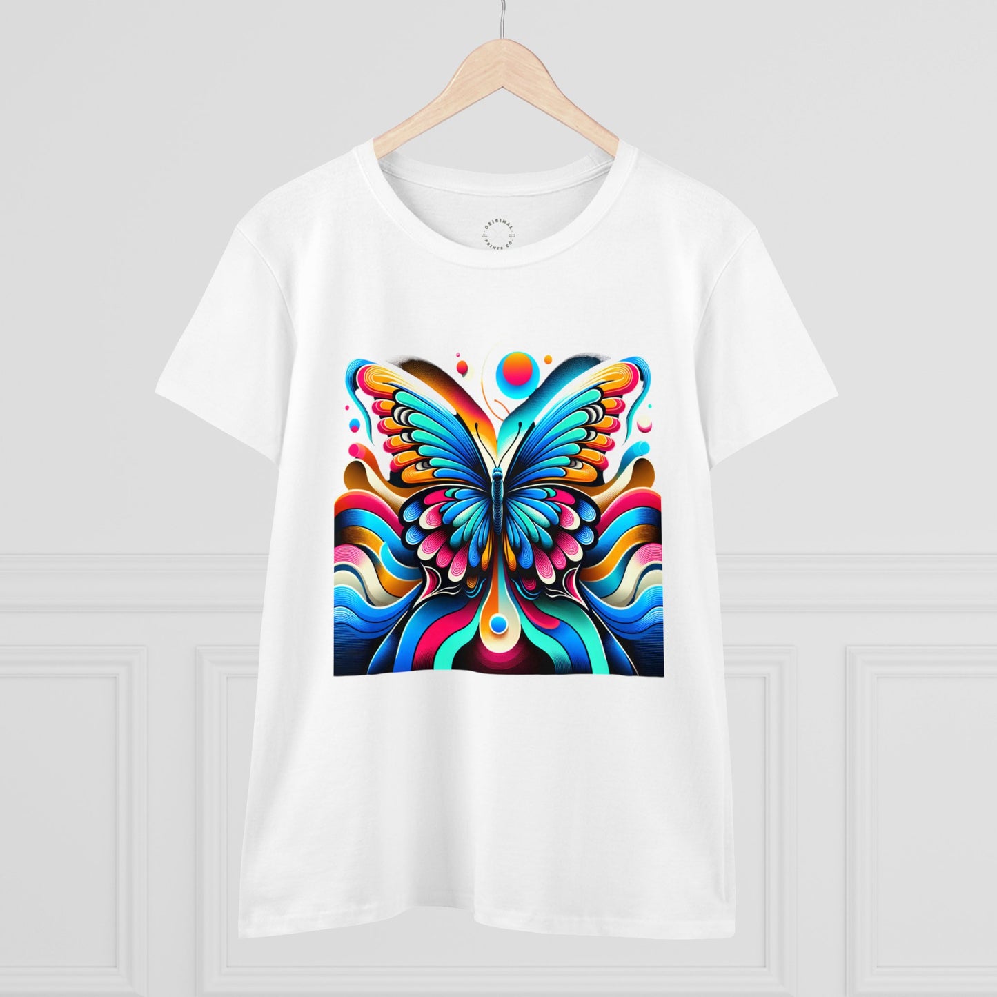 Retro Butterfly, Women's Cotton Tee