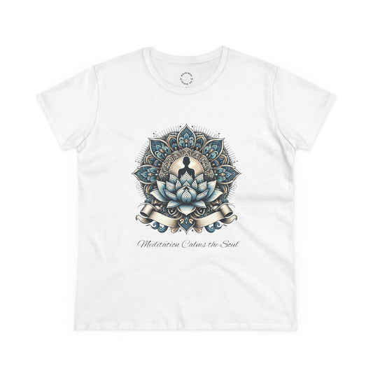 Meditation Calms the Soul, Women's Mid-weight Cotton Tee - Original Prints Co