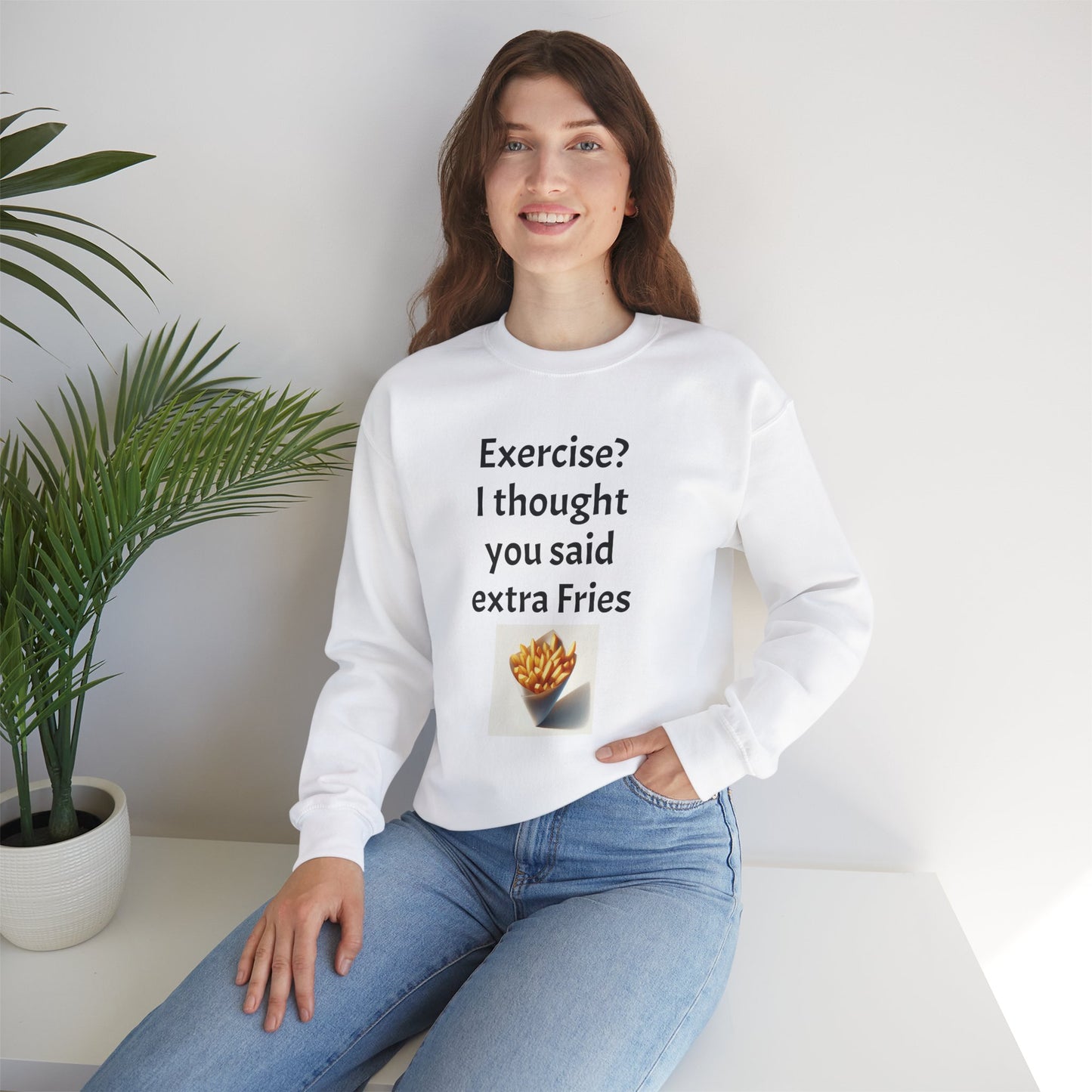 I thought you said extra Fries, Unisex Heavy Blend™ Crewneck Sweatshirt