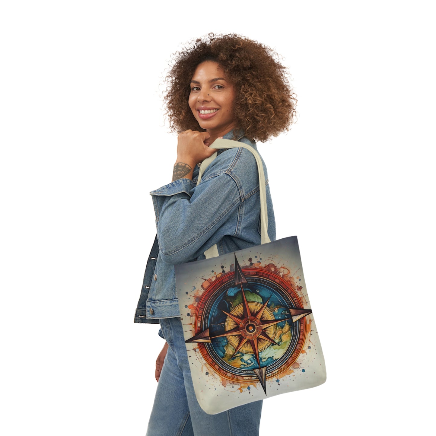 World Compass, Canvas Tote Bag.