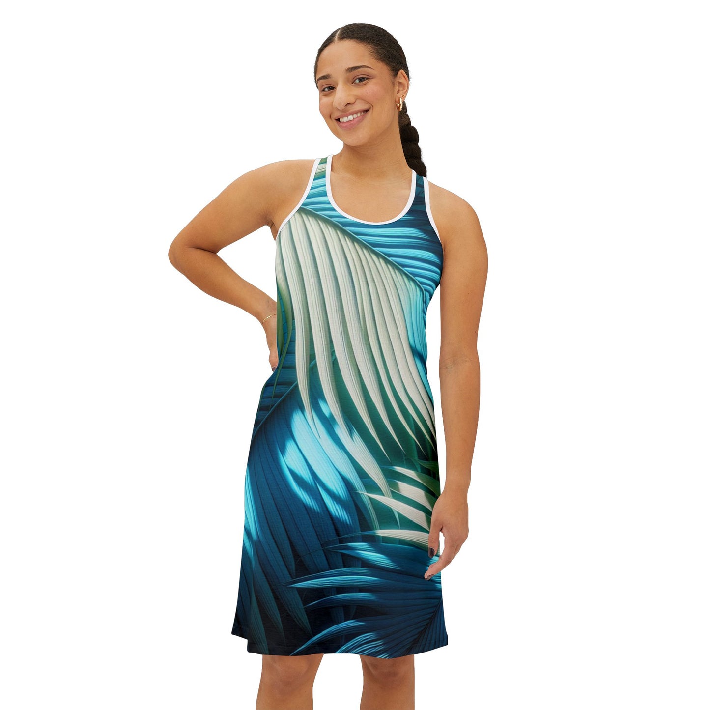 Women's Racerback Dress, Palm Leaves