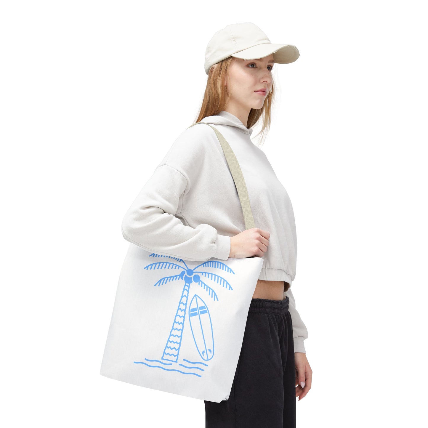 Palm Tree, Surf Board, Tote Bag