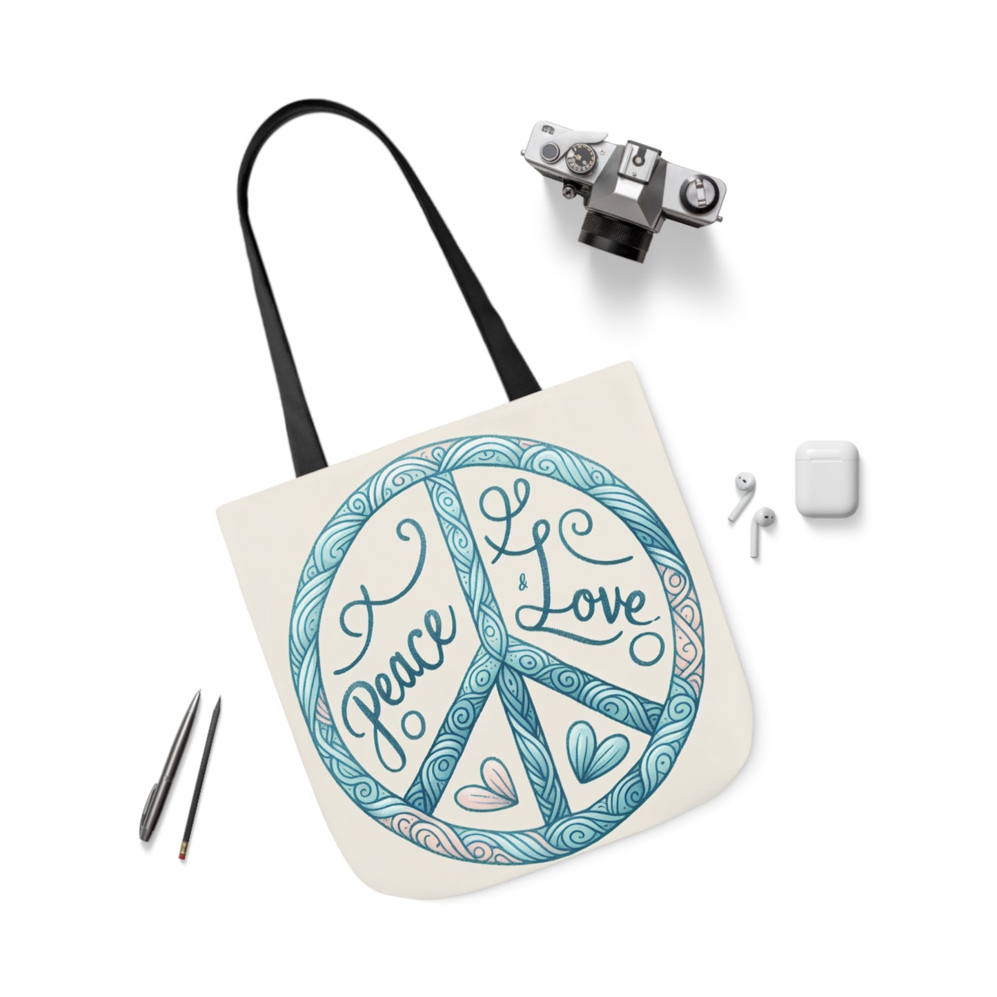 Peace & Love, Canvas Tote Bag.