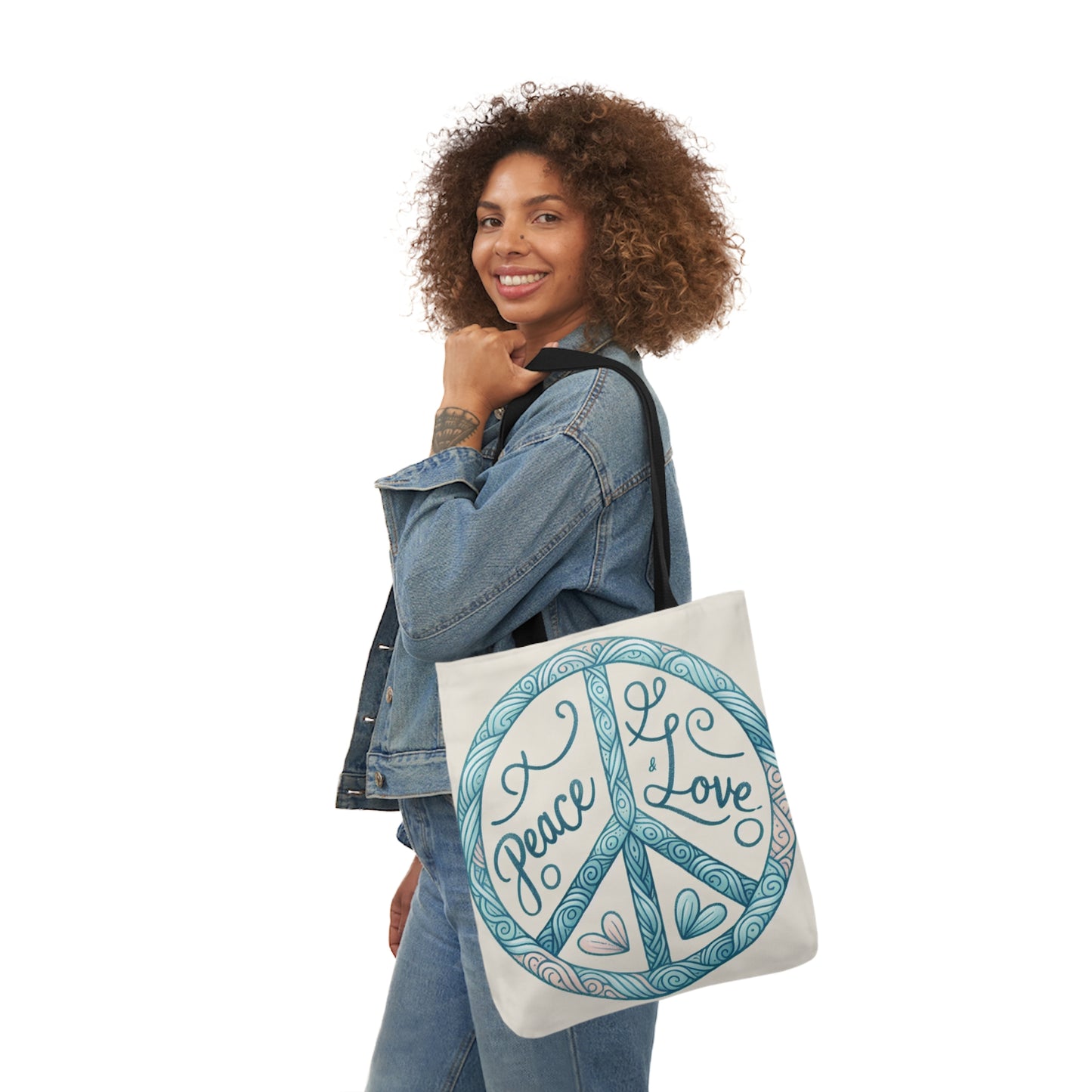 Peace & Love, Canvas Tote Bag.