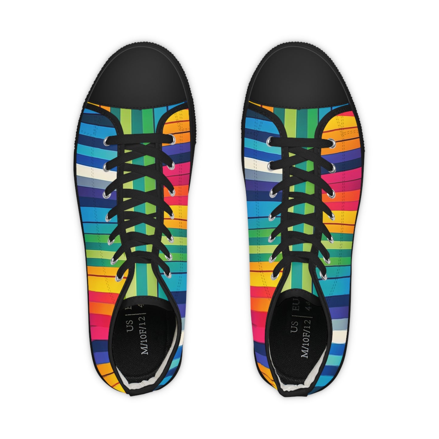 Vibrant Striped Mens High Top Sneakers