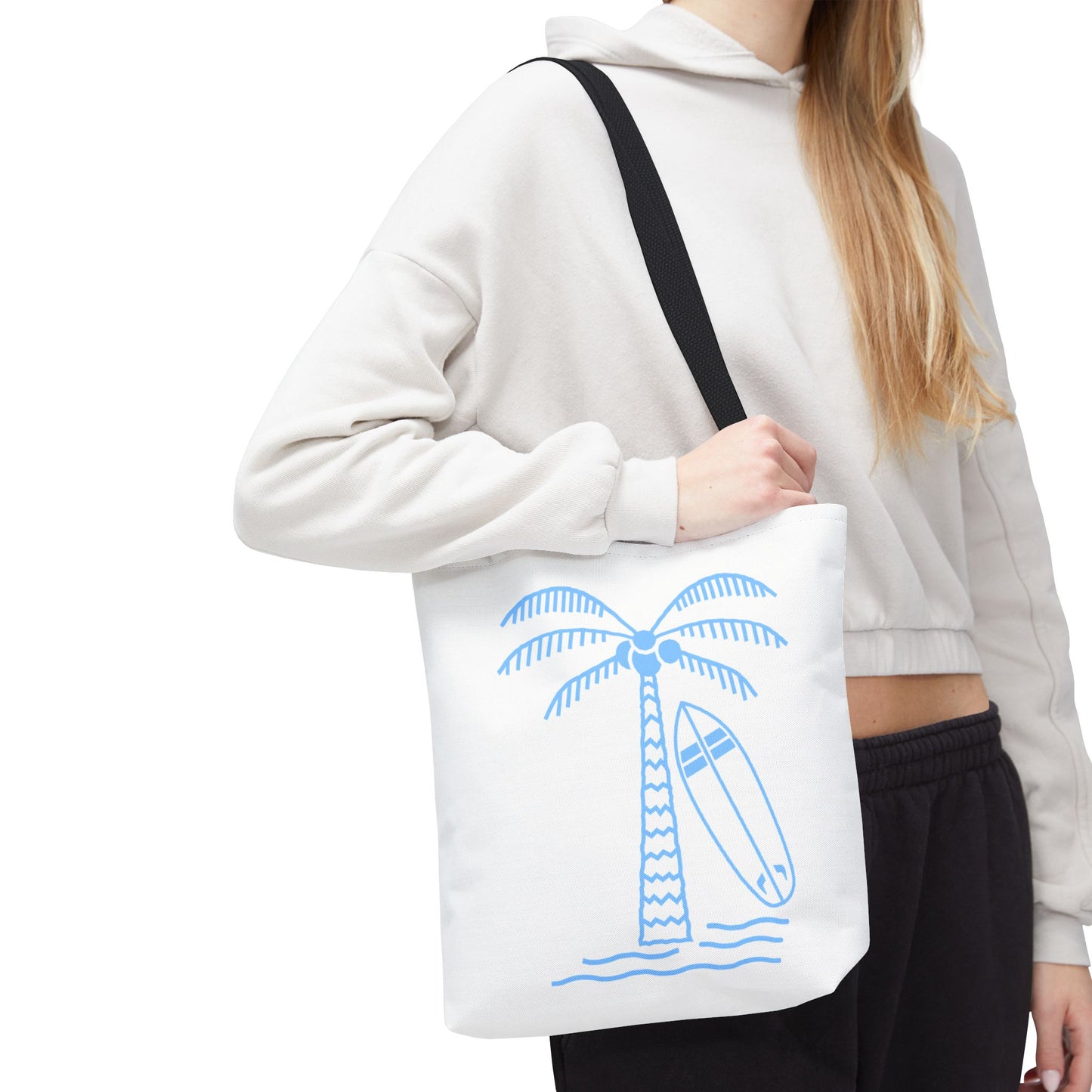 Palm Tree, Surf Board, Tote Bag