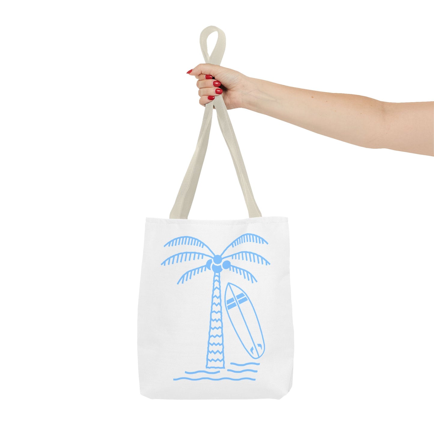 Palm Tree, Surf Board, Tote Bag