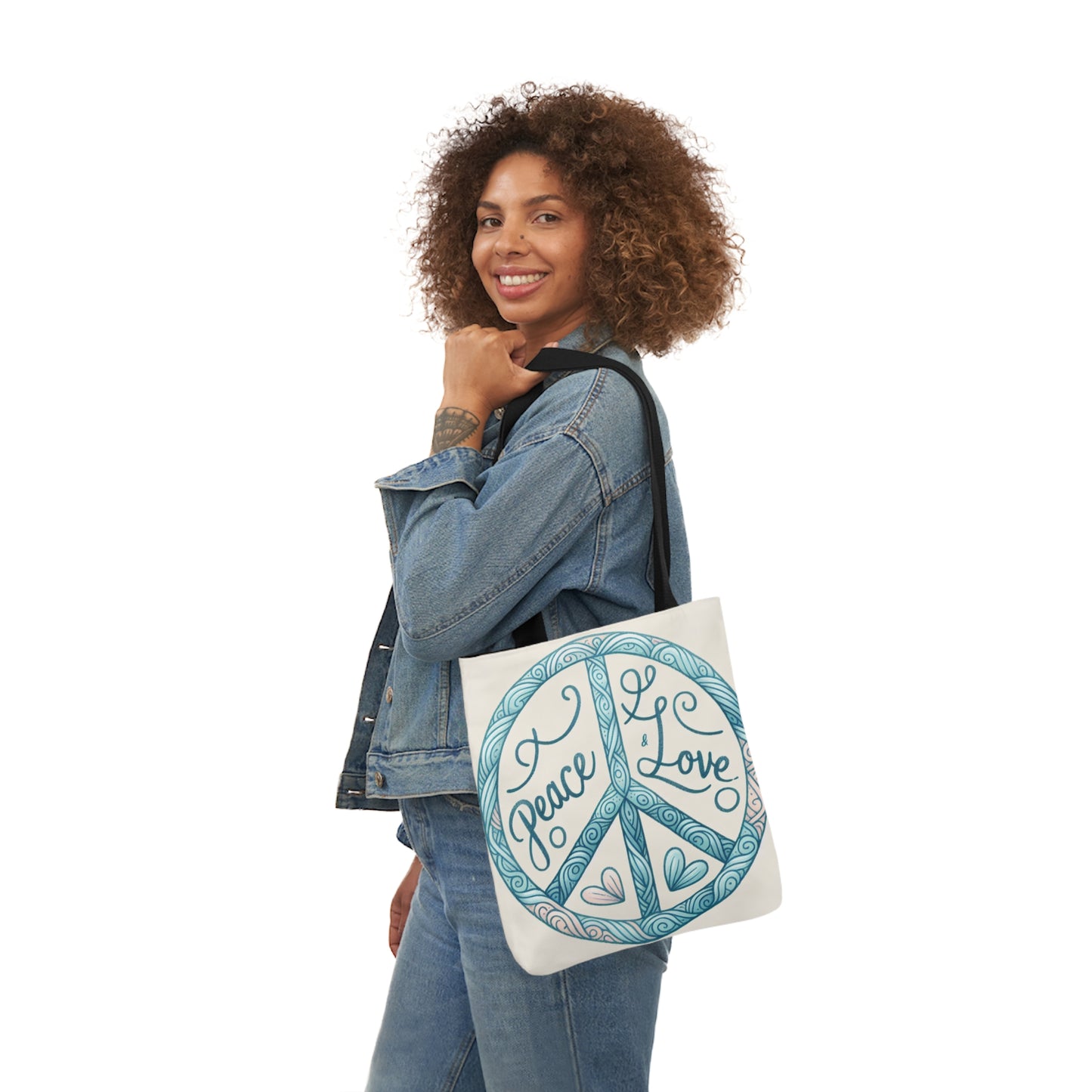 Peace & Love, Canvas Tote Bag.