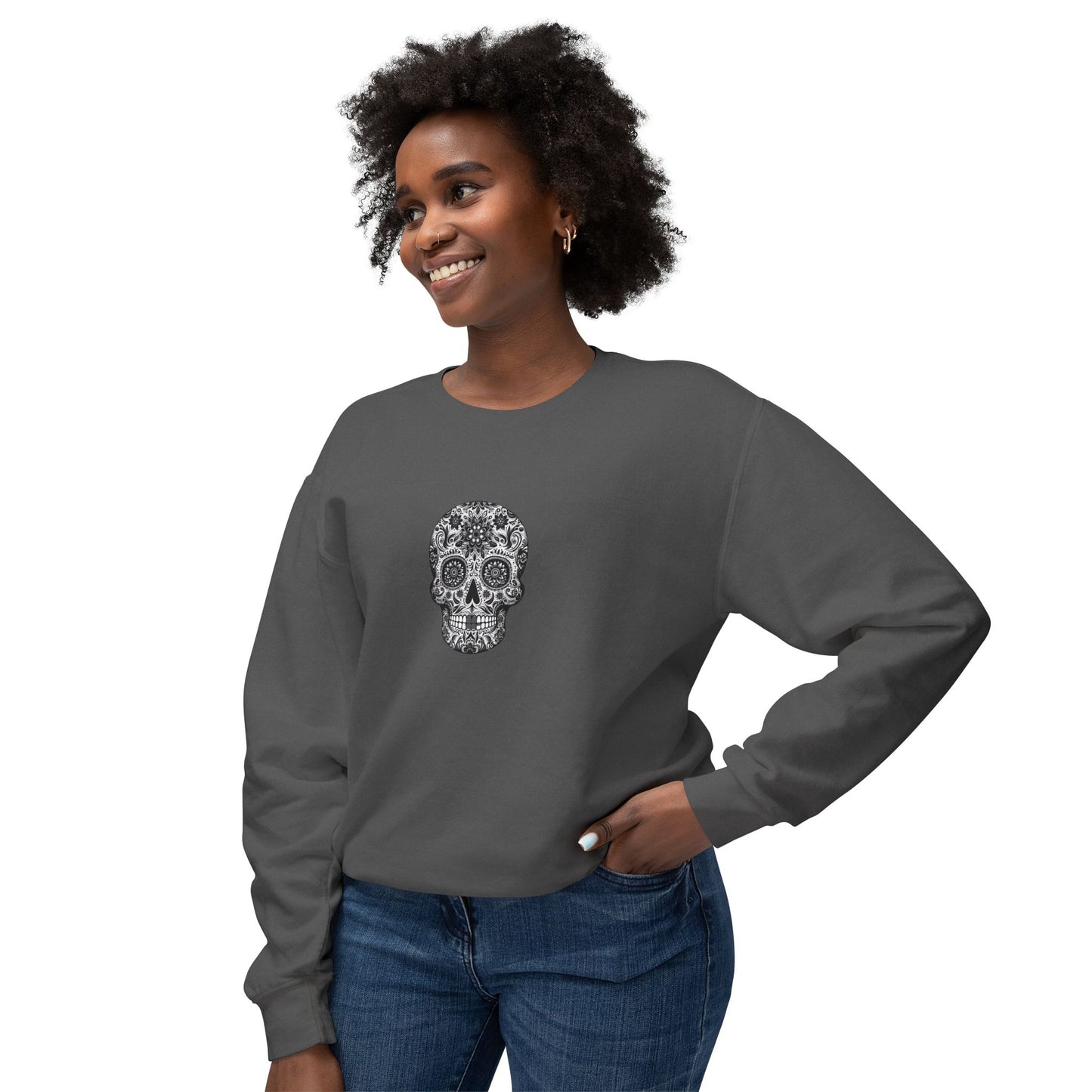 Skull Sweatshirt - Unisex Lightweight Crewneck